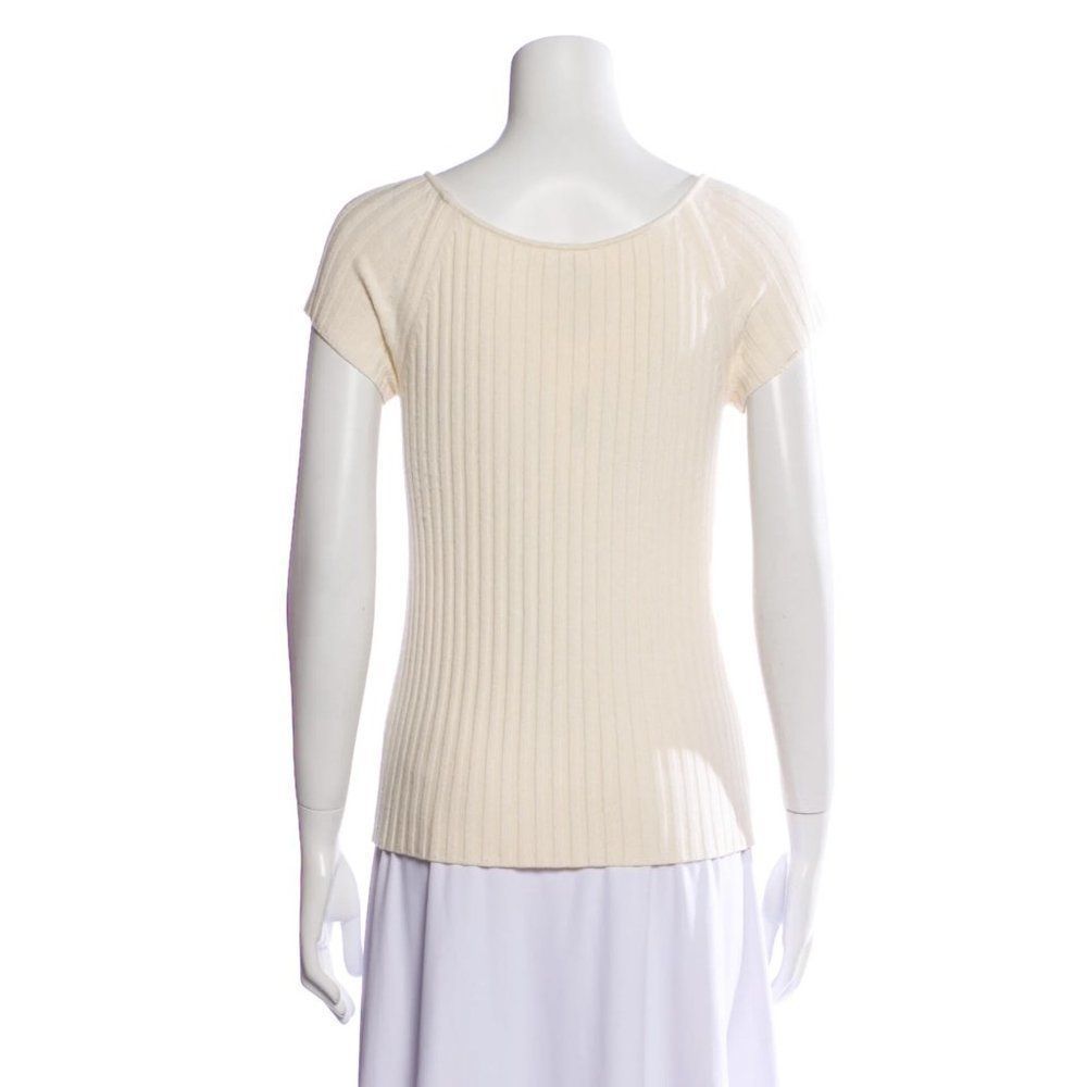 Valentino Ivory Scoop Neck Short Sleeve T-Shirt Sweater - Picture 4 of 6